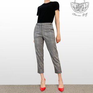 Halogen / Cropped Straight Mid-Rise Plaid Pants / Color Grey / Size 0